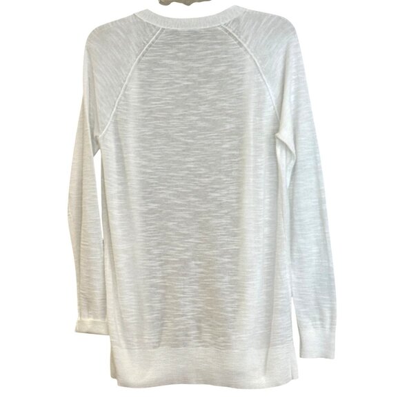 Loft Outlet Women's Open Front Slub Sweater Long Sleeve Sheer Ivory Size S - Picture 2 of 6